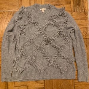 Rebecca Taylor Grey Fringe Sweater